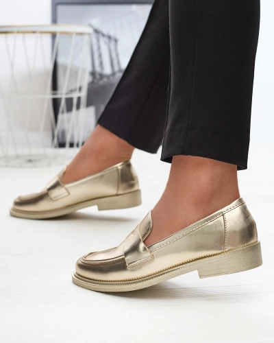 Golden women's moccasins made of eco leather Zibom- Footwear