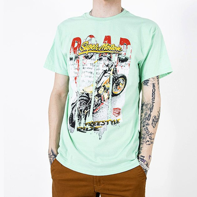 Men's green cotton t-shirt with print - Clothing