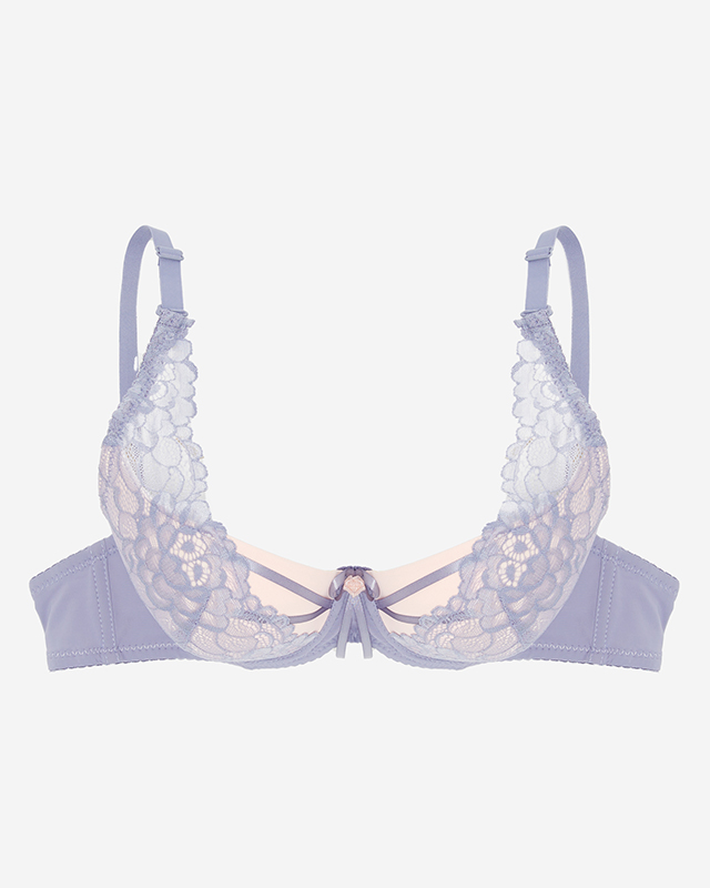Women's pink bra with purple lace - Underwear