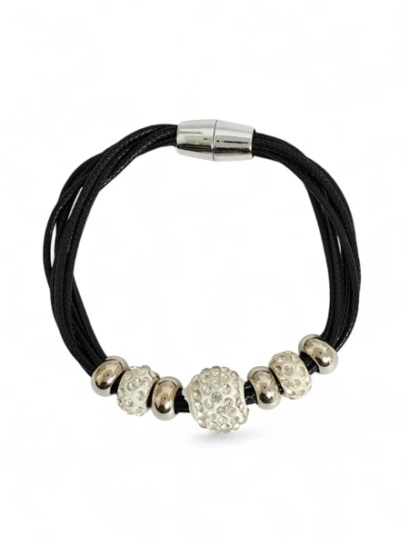 Women's bracelet with beads and cubic zirconia