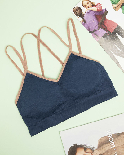 Tumši zils sieviešu sporta krūšturis ar plānām lencēm - apakšveļa