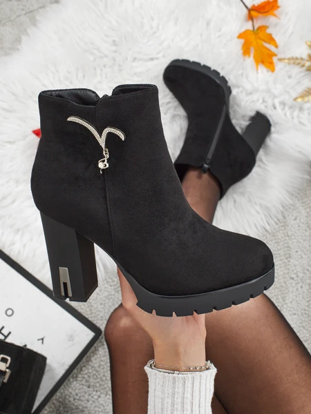 Luna Black Elegant Evening Ankle Boots