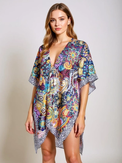 Ariadna Royalfashion Pareo Dress, Multicolor, V-neck