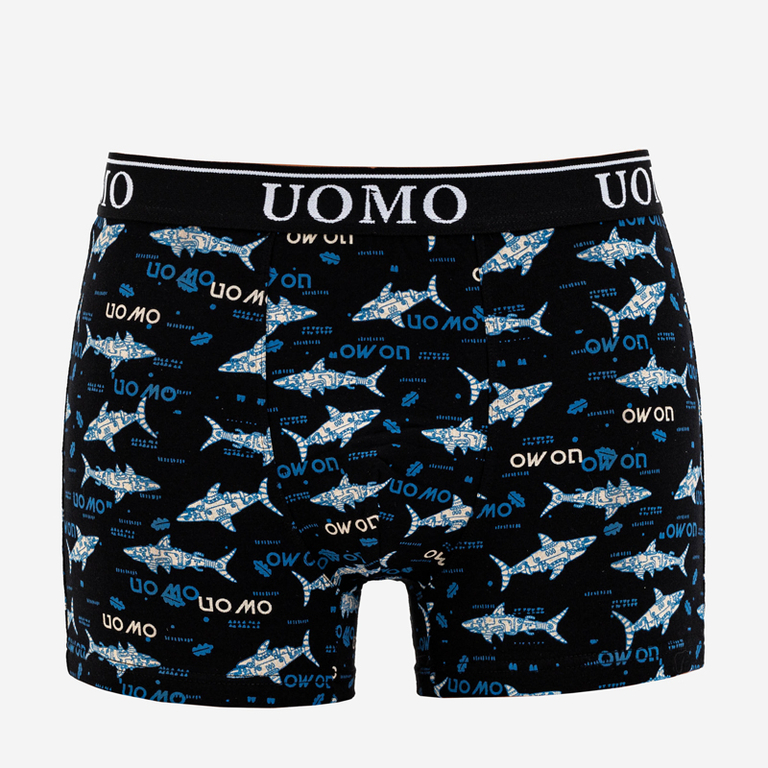 Men's black boxer shorts with print - Underwear