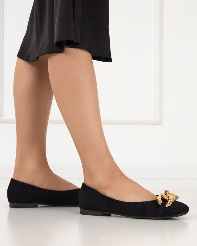 Black women's ballerinas with Caviene ornament - Footwear