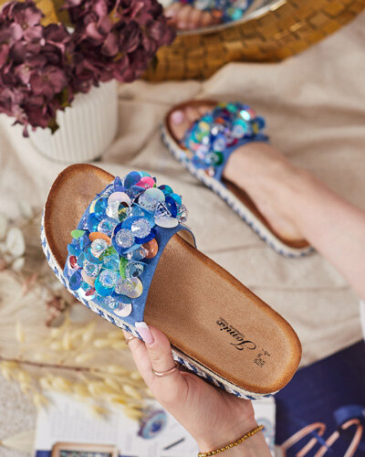 Royalfashion Women's Loassa rhinestone flip-flops