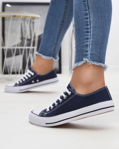 Navy blue women's classic lace-up sneakers Ogisa - Footwear