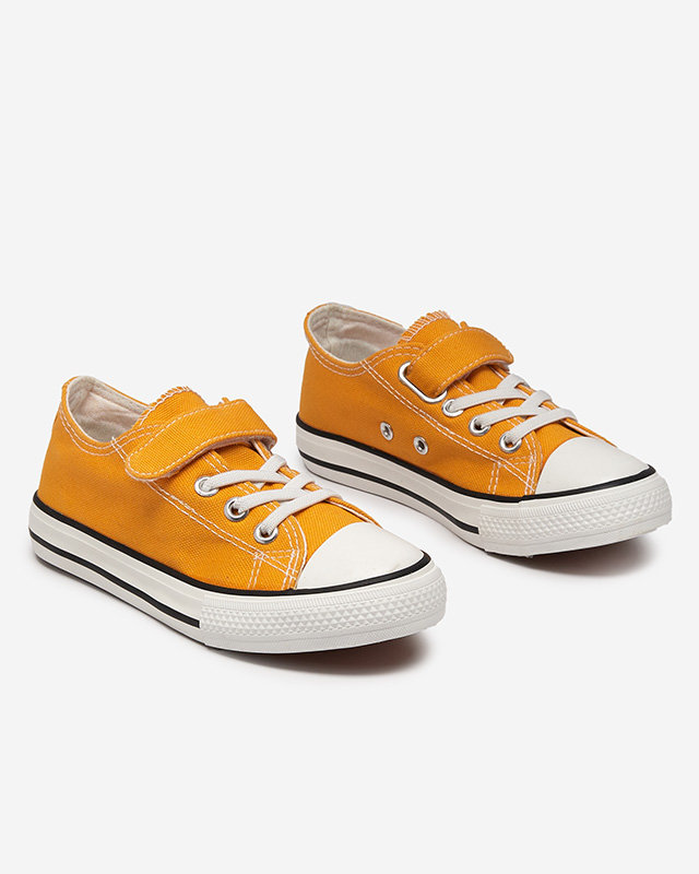 Mustard sneakers for girls with Velcro Finso - Footwear