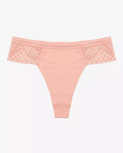 Koraļļu krāsas sieviešu stringi ar mežģīnēm - Apakšveļa