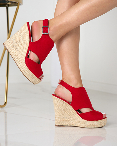Sarkanas eko zamšādas sieviešu sandales Devof - Footwear
