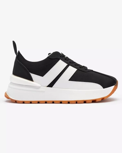 Eco-leather women's black sports shoes with colorful inserts Tifora- Footwear