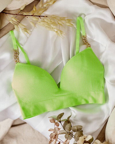 Royalfashion Sieviešu rievots krūšturis ar dekoratīvām lencītēm