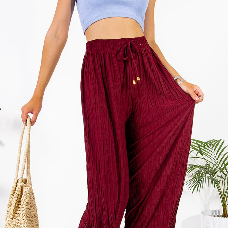 Loose burgundy knitted palazzo trousers - Clothing