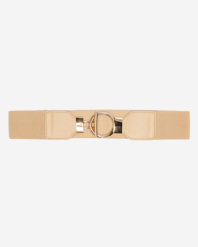Brown elastic belt with large golden buckle - Accessories