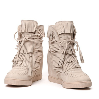 Beżowe sneakersy na krytym koturnie Emerson - Obuwie