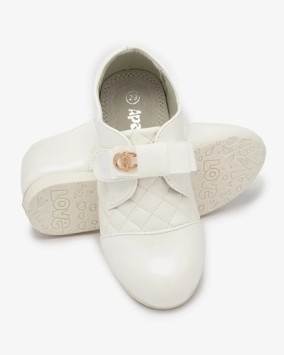 Meiteņu balti stepēti eko ādas pusapavi Mawert- Footwear