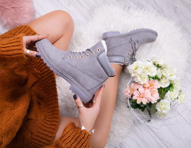 Ocieplane trapery w kolorze szarym  Charlie - Obuwie