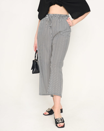 Women's white striped fabric trousers - Clothing