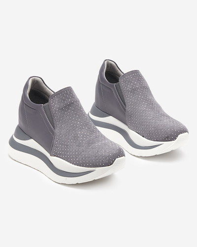 OUTLET Gray women's sneakers with a hidden wedge Elema - Footwear