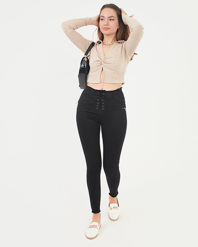 Ladies 'Black Leggings with Knots - Clothing
