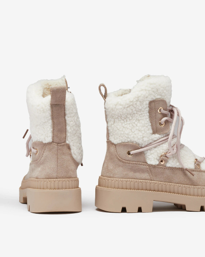 Royalfashion Светло-коричневые женские сапоги-трапперы с овчиной Getatsa