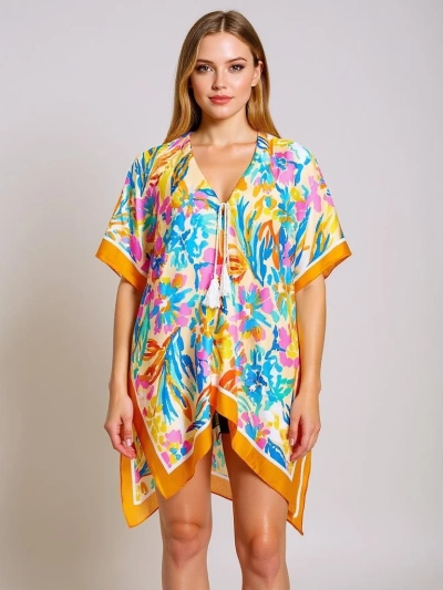 Pareo do kolan Royalfashion Callista – wielokolorowa sukienka plażowa z dekoltem V