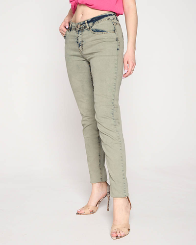 Khaki women's skinny jeans - Clothing