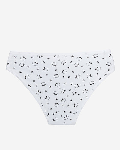 Women's white cotton panties with print - Underwear