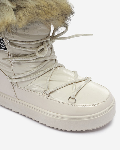 Bēšas krāsas sieviešu sniega zābaki ar kažokādu Lilitsa- Footwear