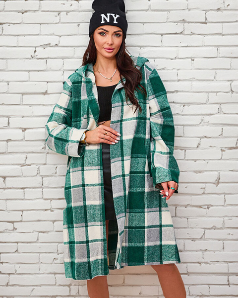 Royalfashion Женское зеленое пальто в клетку