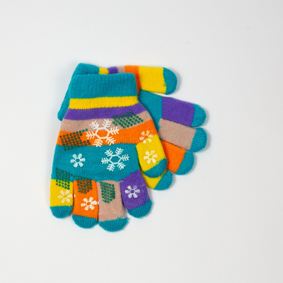 Girls' blue gloves with glitter and snowflake - Accessories