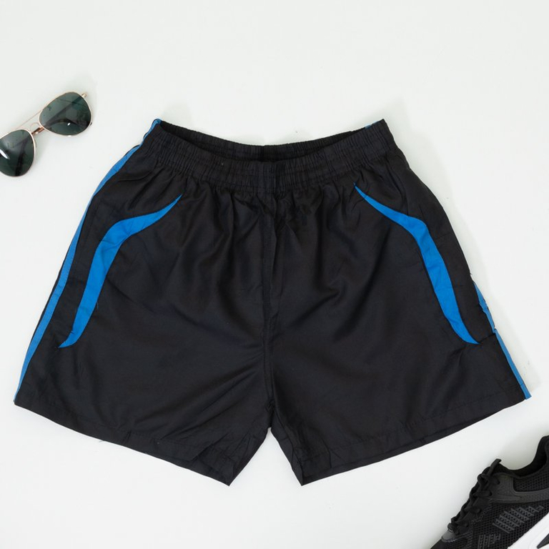 Black men's sports shorts with cobalt inserts - Clothing