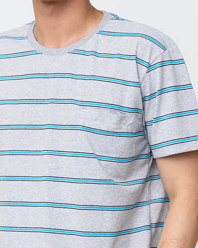 Gray Men's Cotton Striped T-shirt - Clothing
