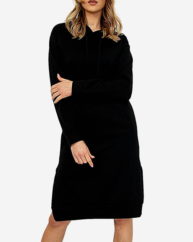 Black knee-length sweatshirt dress - Clothing