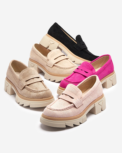 Melni sieviešu ažūrveida mokasīni ar cietu zoli Ejina - Apavi