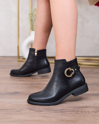 Royalfashion Черные женские сапоги а'ля штиблеты с украшениями Ederte