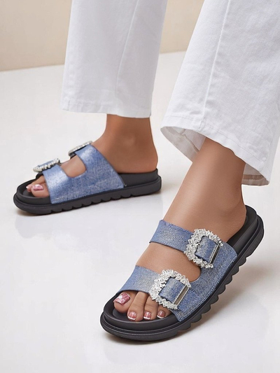 Royalfashion women’s slides with buckles Mrs Aurora