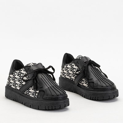 Black sports women's sneakers with Ibibis print - Footwear