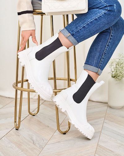 Royalfashion Women's flat heeled boots in white Yennas