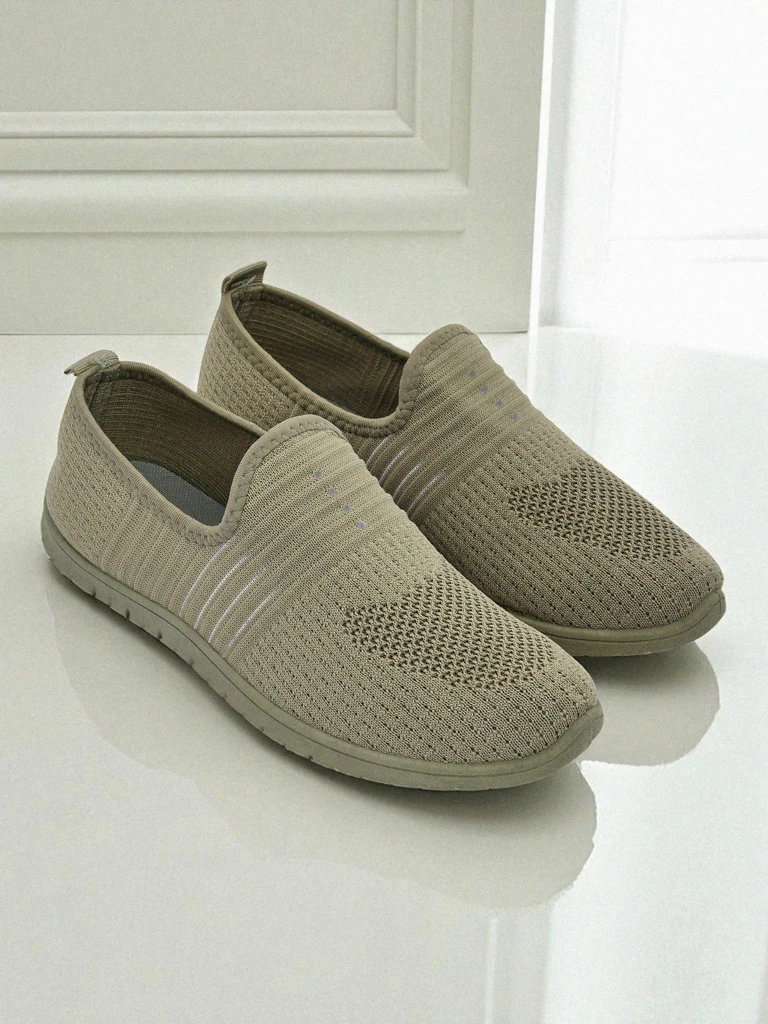 Damsik slip-ön mokasins Hypatia Verde de fabric su flatik tel