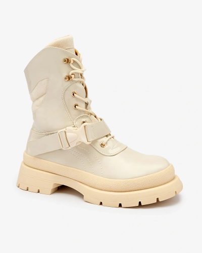 Royalfashion Women's lacquered boots in beige Setogy
