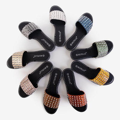 Orange women's sandals with Maurella studs and jets - Footwear