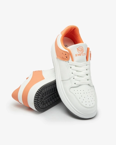 Royalfashion White and orange women's sports shoes Elevace