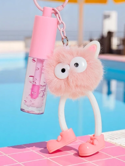 Lip gloss for children with a fluffy monster Light Pink