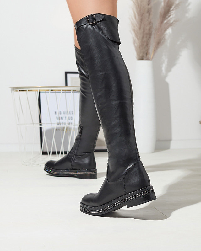 OUTLET Women's over-the-knee boots in black Faberro- Footwear