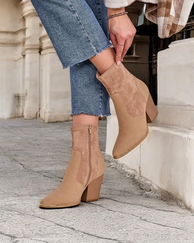 Royalfashion Women's eco-suede ankle boots on a post Gris
