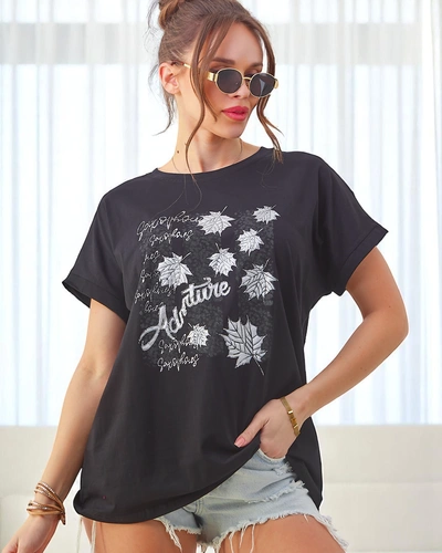 Royalfashion Women's cotton t-shirt with leaf print
