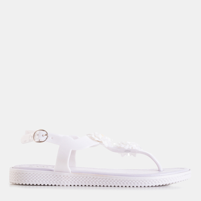 Women's white sandals a'la with Dosana flowers - Footwear