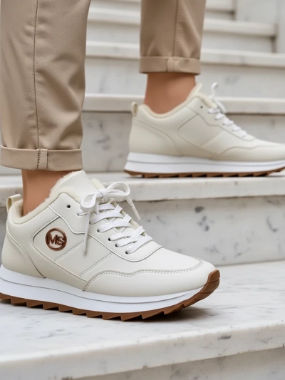 Lav: Royalfashion Alba Ocieplane Sneakersy Damskie Biale Ekoskora na Platformie