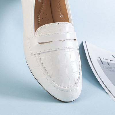 Белые женские лоферы с тиснением Satoko